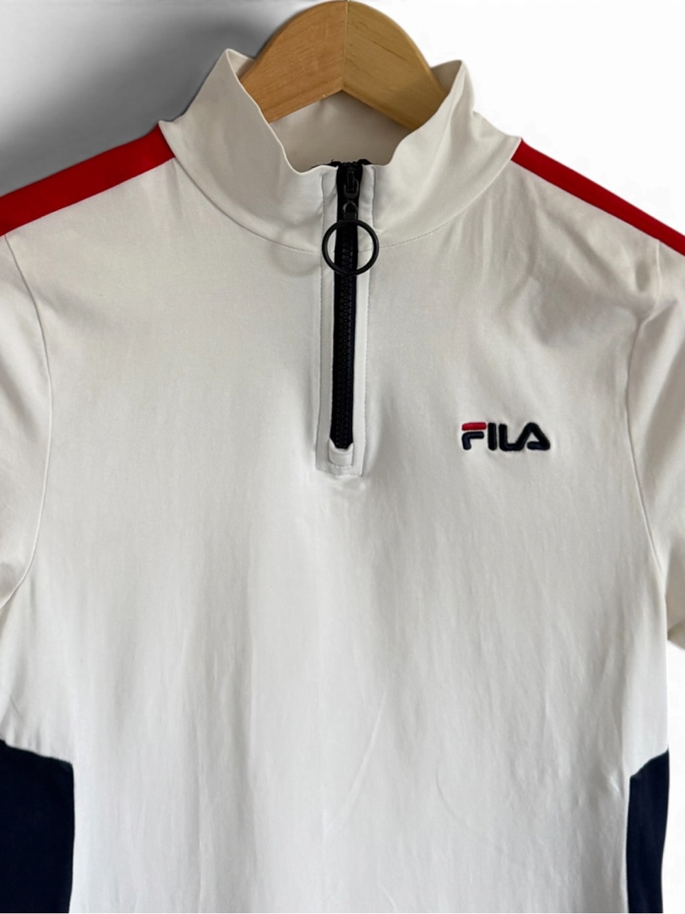 Fila White Dress with Red Shoulder Stripes & Navy Side Panels - Picture 2 of 4